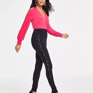 Ponte knit pants with sequins